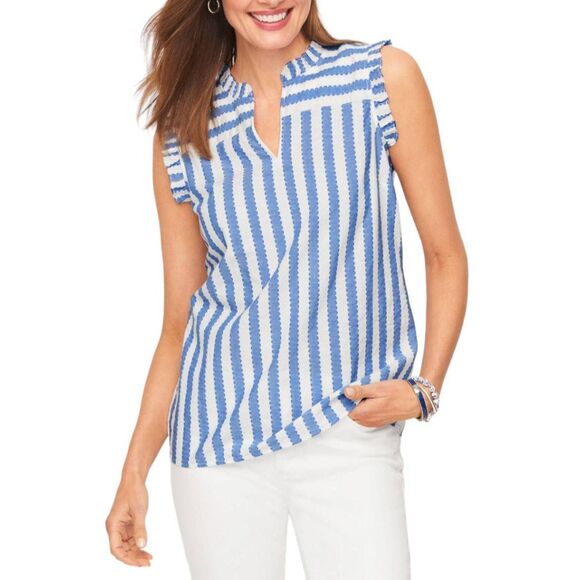Talbots Tops - Talbots Blue Striped Top Women's SZ 1X Shell Plus Size Summer
